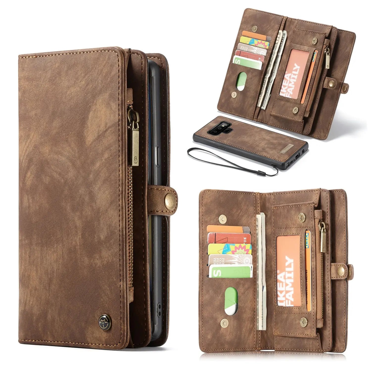 Coque de Téléphone Magnétique Duo LEZIO Brown-Note8