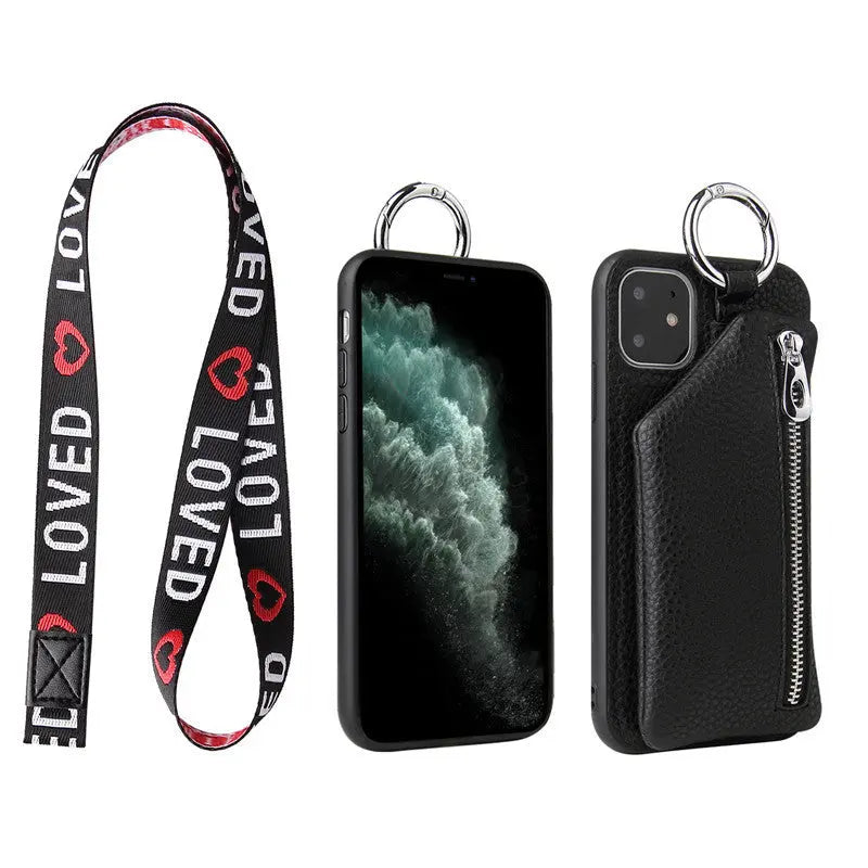 Coque de Téléphone Mode PU LEXOR black with lanyard-iPhoneXSmax(6.5)