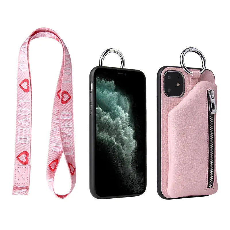 Coque de Téléphone Mode PU LEXOR Pink with lanyard-IPhone 13pro max