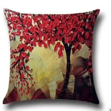 Coussin décoratif peinture arbres à fleurs en coton DECOTREE - Housse De France