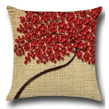 Coussin décoratif peinture arbres à fleurs en coton DECOTREE - Housse De France