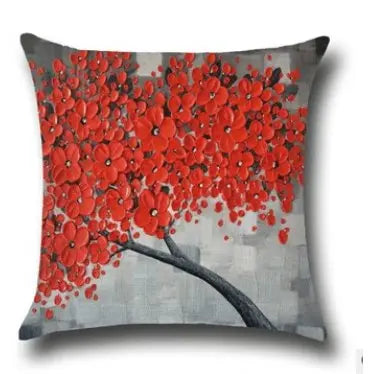 Coussin décoratif peinture arbres à fleurs en coton DECOTREE - Housse De France