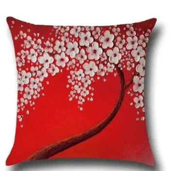 Coussin décoratif peinture arbres à fleurs en coton DECOTREE - Housse De France