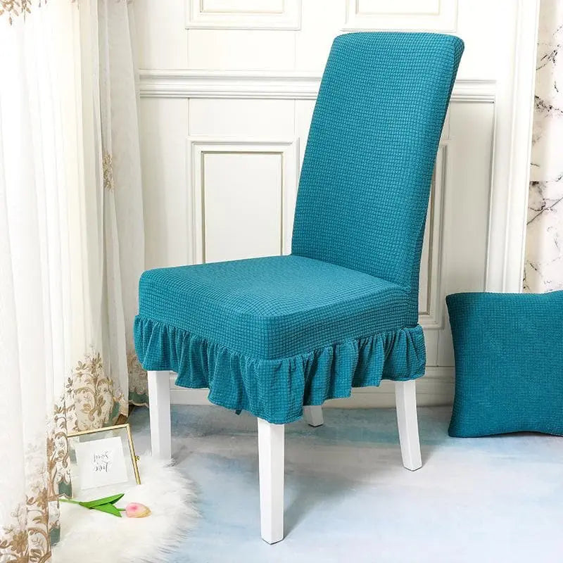 Couvre-chaise élastique à jupe en dentelle résistante à l'eau - Housse De France