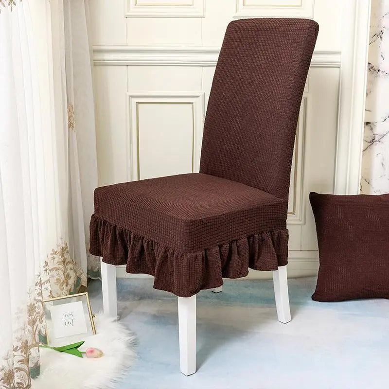 Couvre-chaise élastique à jupe en dentelle résistante à l'eau - Housse De France