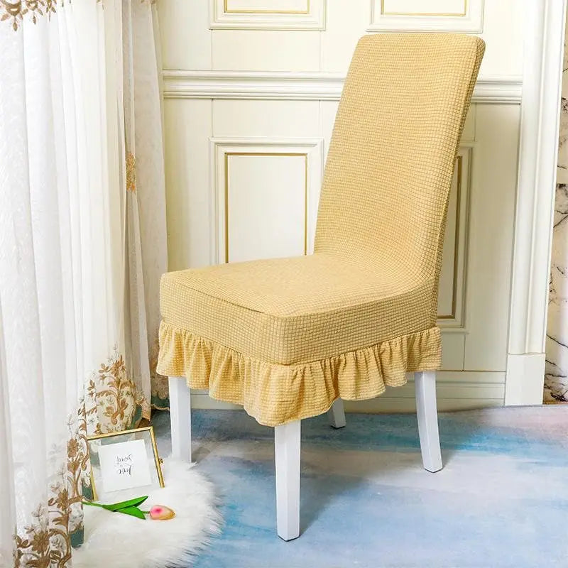 Couvre-chaise élastique à jupe en dentelle résistante à l'eau - Housse De France