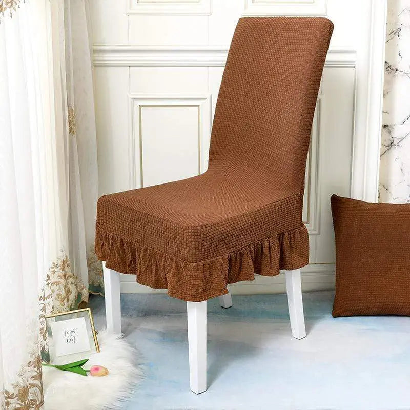 Couvre-chaise élastique à jupe en dentelle résistante à l'eau - Housse De France