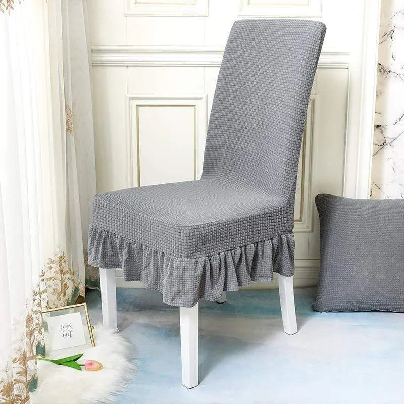 Couvre-chaise élastique à jupe en dentelle résistante à l'eau - Housse De France