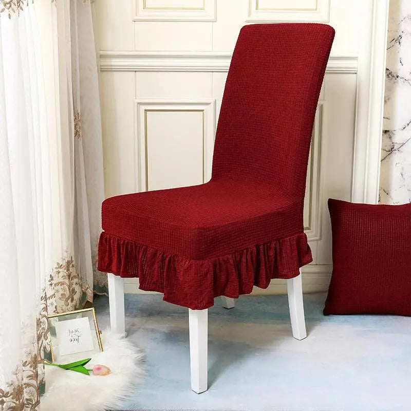 Couvre-chaise élastique à jupe en dentelle résistante à l'eau - Housse De France