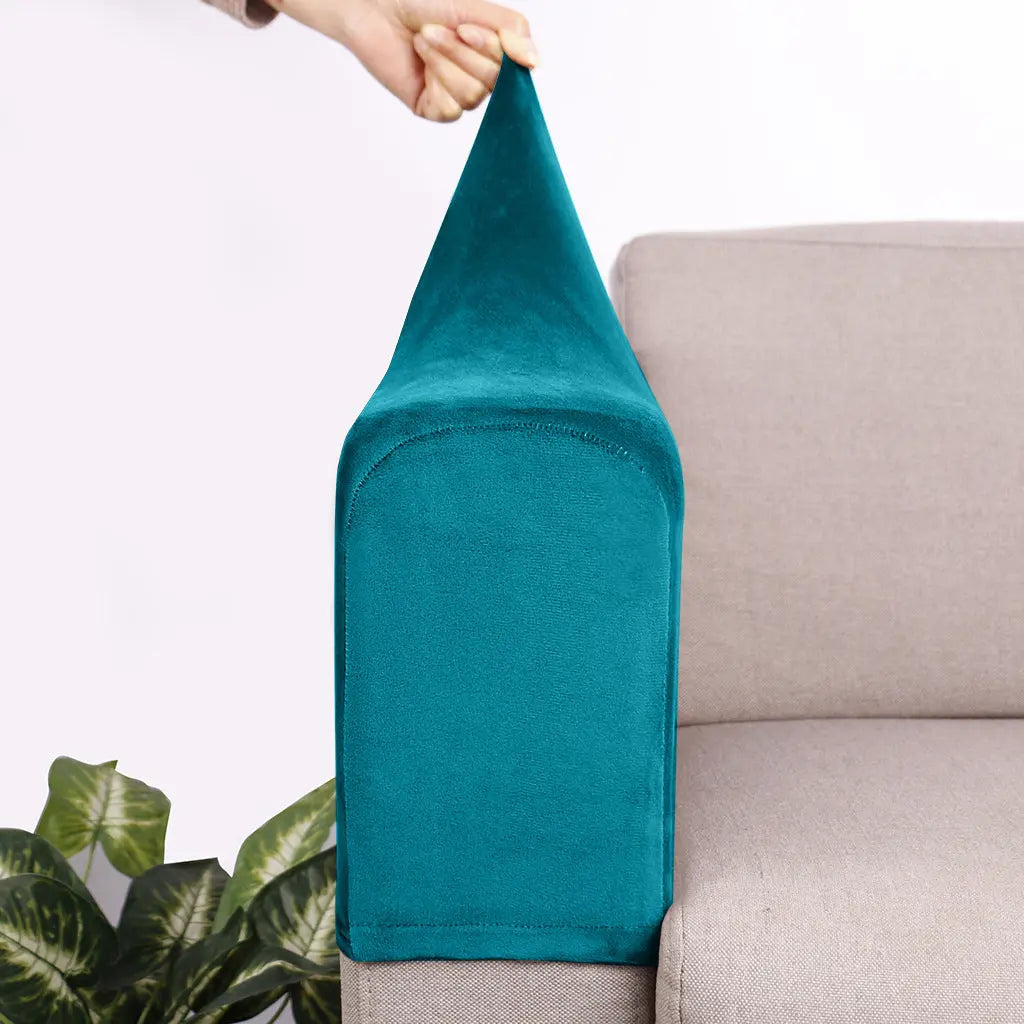 Housse Accoudoir Velours Moderne FOXYLE Peacock Blue-Free Size A Set Of 2