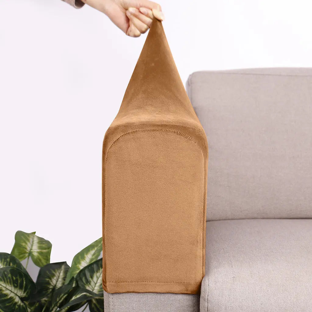 Housse Accoudoir Velours Moderne FOXYLE Camel-Free Size A Set Of 2