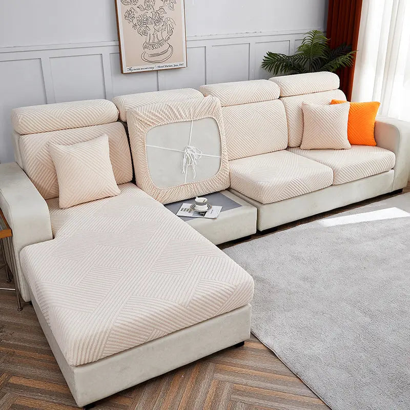 Housse Assise Canapé Extensible ZENOA Beige-Small Headrest