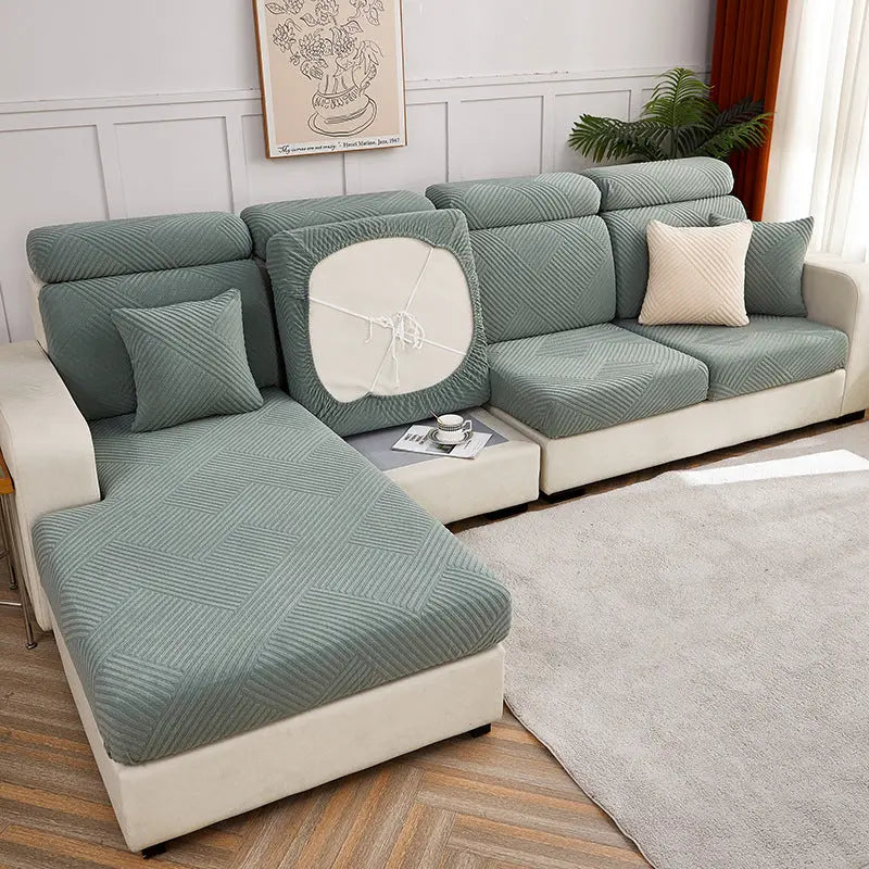Housse Assise Canapé Extensible ZENOA Pine Green-enlarge Three people