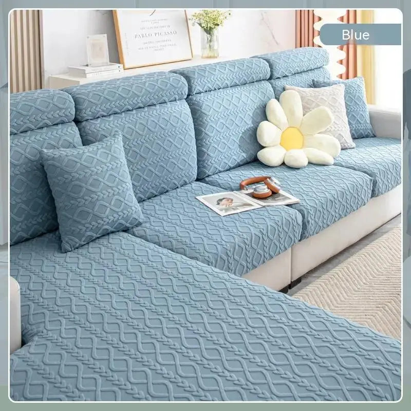 Housse Assise Canapé Élastique JACQUAARD Qingbo Sky Blue-S 65to85x65to85x5to20cm
