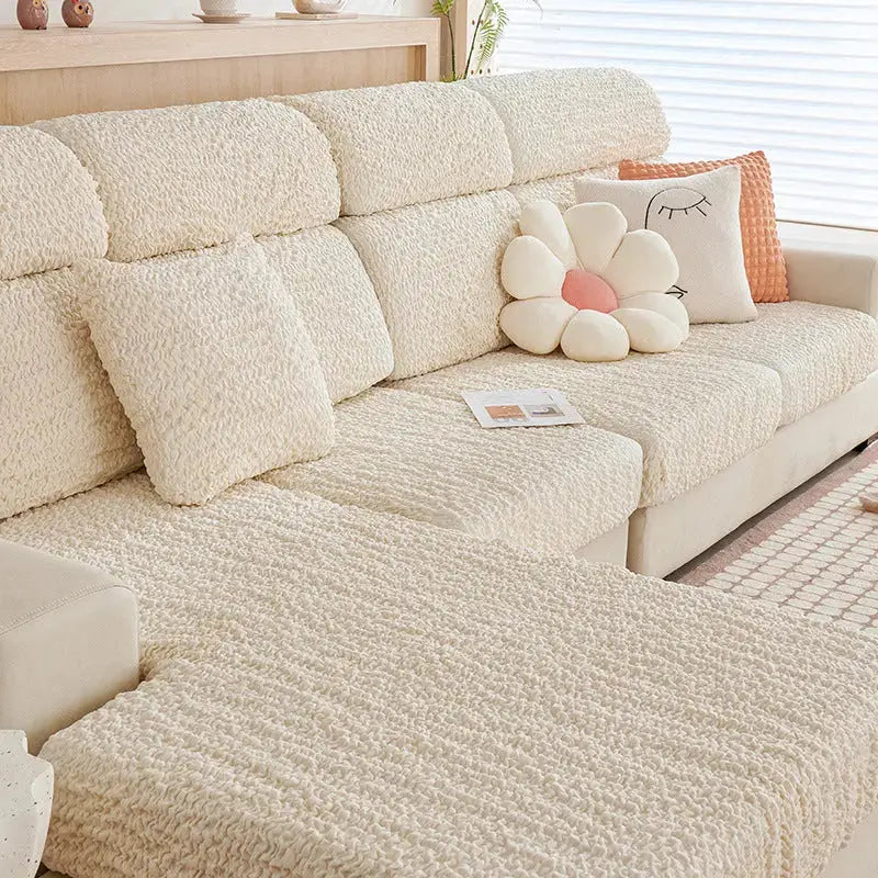 Housse Assise Canapé Extensible SEERSU Beige-Plus Size Four People