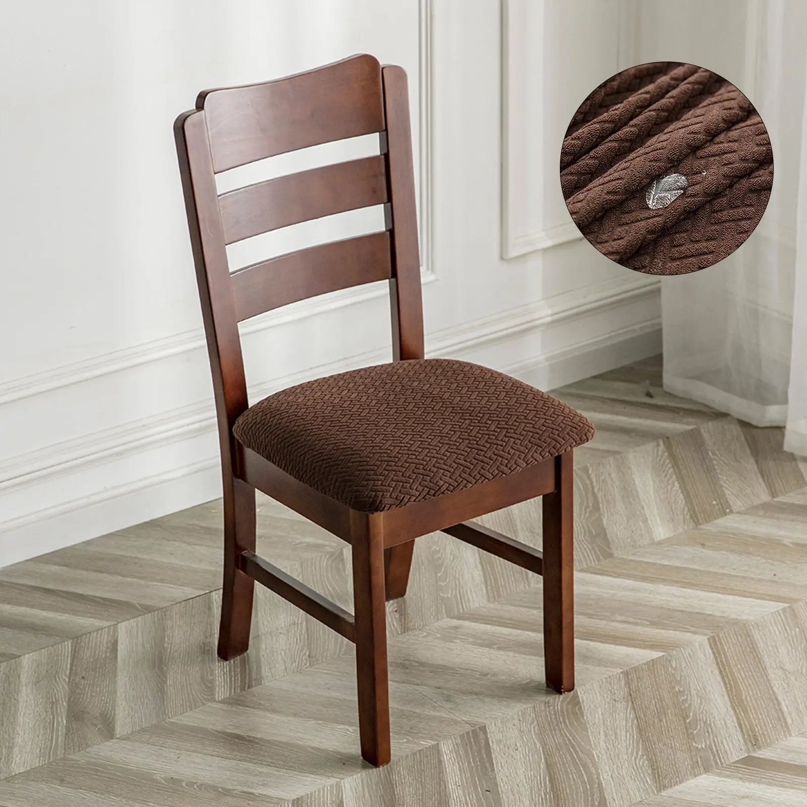 Housse Assise Chaise Velours Antidérapante VELINA Dark coffee-48x48x8cm