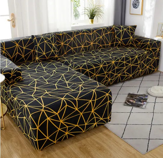 Housse Canapé Extensible ALLIVA Oblique grid-235x300cm 4Seat