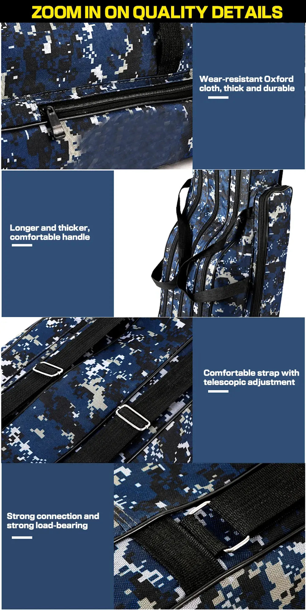Housse Canne Pêche Toile Durable FISHO Housse de France