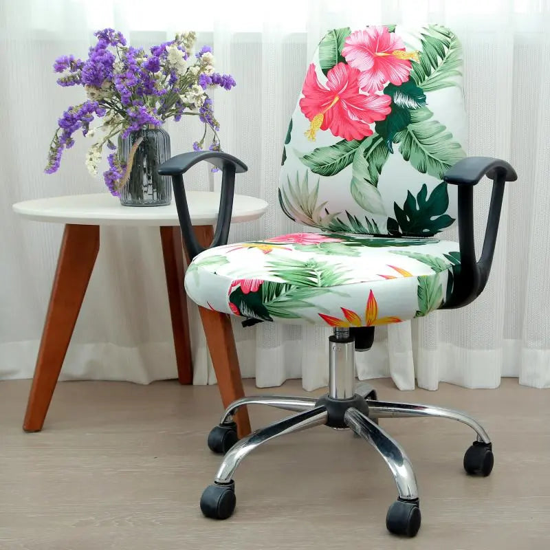 Housse Chaise Extensible SPLITO Red flowers green leaves