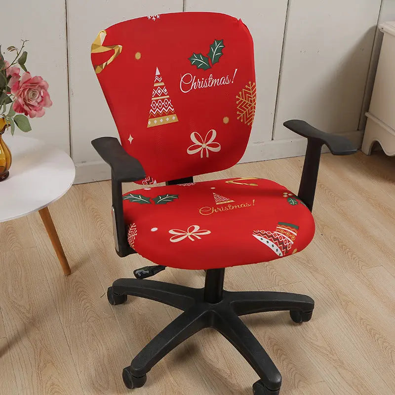 Housse Chaise Moderne SWIRL Red Reindeer-Split Chair Cover