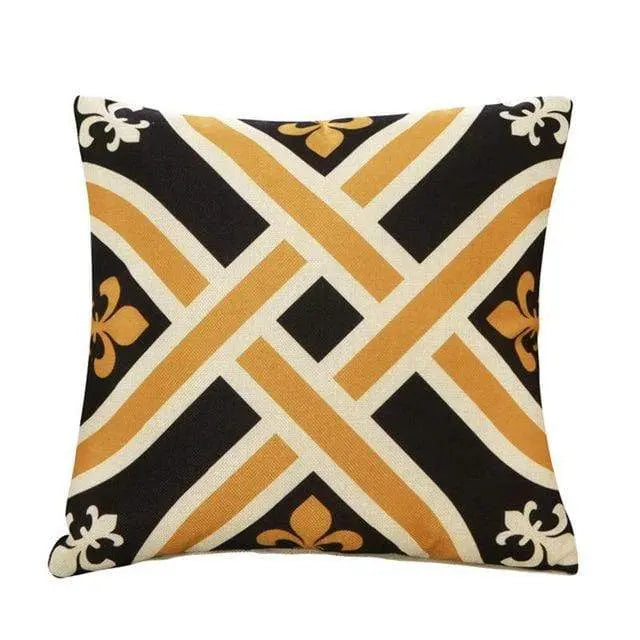 Housse Coussin Géométrique Jaune Gris Noir - Housse De France