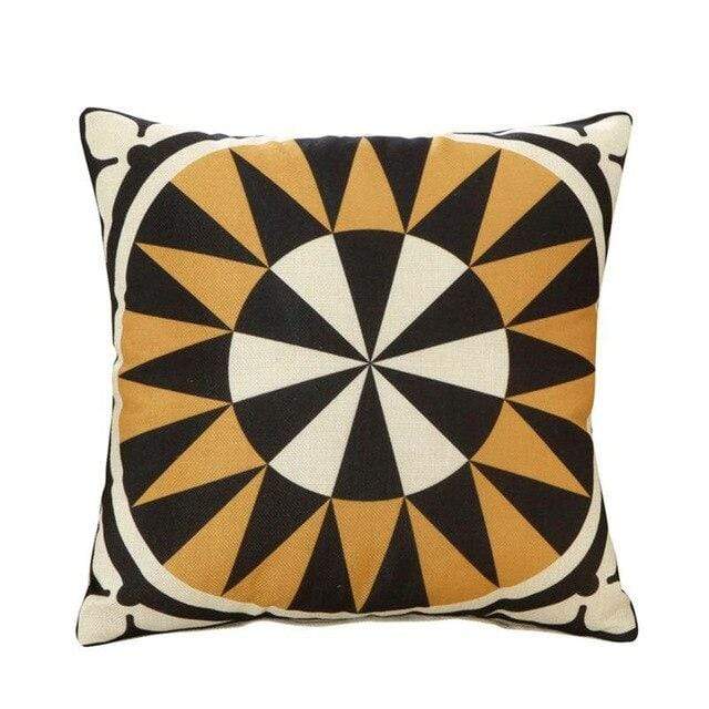 Housse Coussin Géométrique Jaune Gris Noir - Housse De France