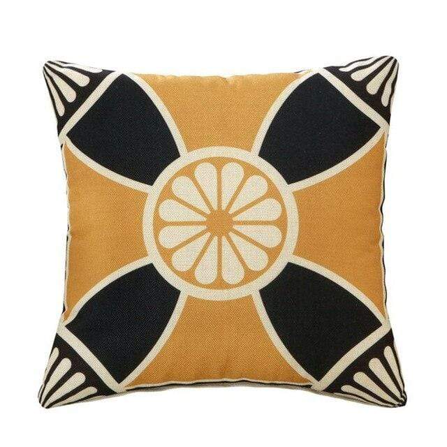 Housse Coussin Géométrique Jaune Gris Noir - Housse De France