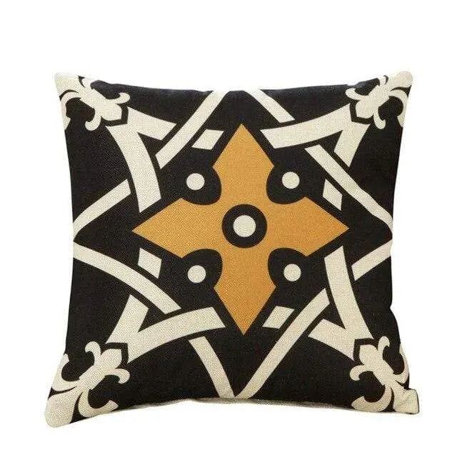 Housse Coussin Géométrique Jaune Gris Noir - Housse De France