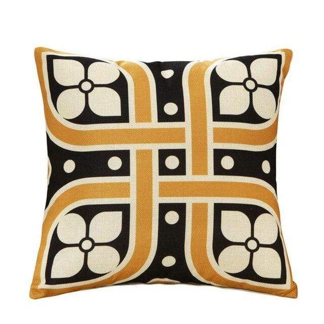 Housse Coussin Géométrique Jaune Gris Noir - Housse De France