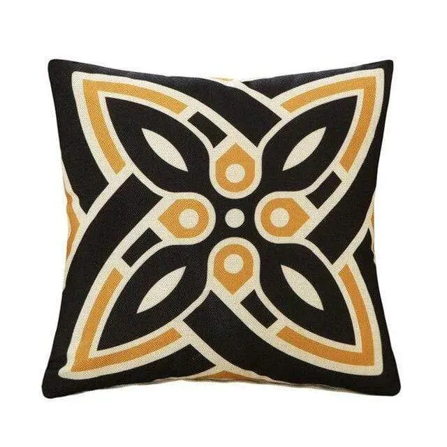 Housse Coussin Géométrique Jaune Gris Noir - Housse De France