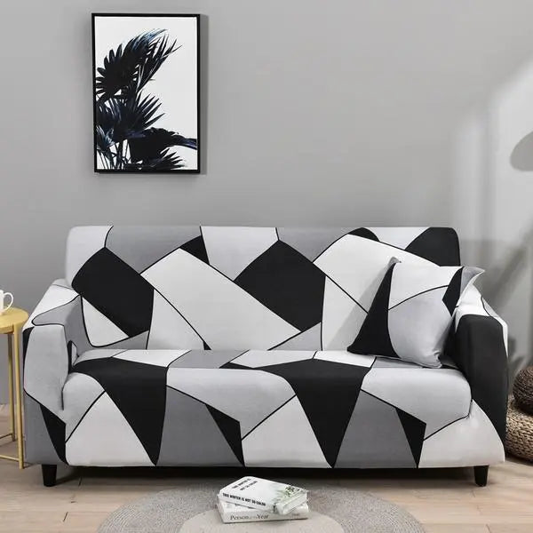 Housse De Canapé Géométrique CARBONE Black and white grey-235x300cm four people