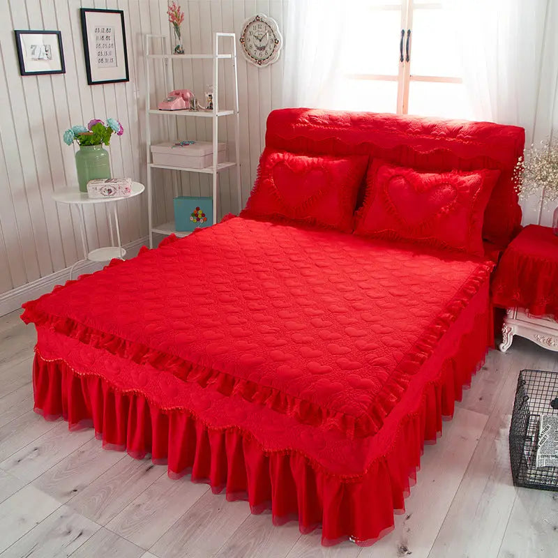 Housse De Matelas Antidérapante POLI 梦 Red-200x220cm-Bed skirt