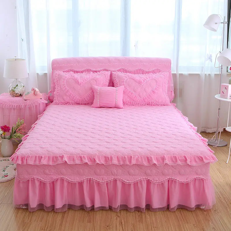 Housse De Matelas Antidérapante POLI 梦 Pink-150x 200cm-Bed skirt