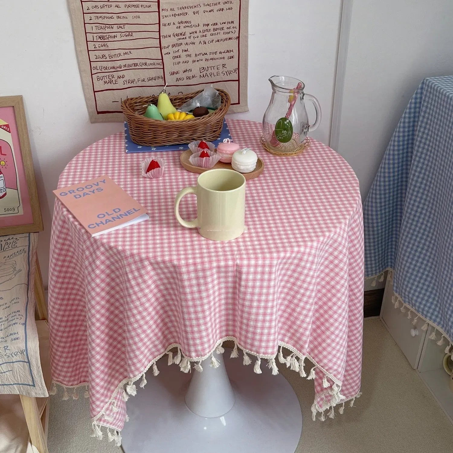 Housse Mange Debout Coton Coréen LIVARO Pink tassels-120x160cm