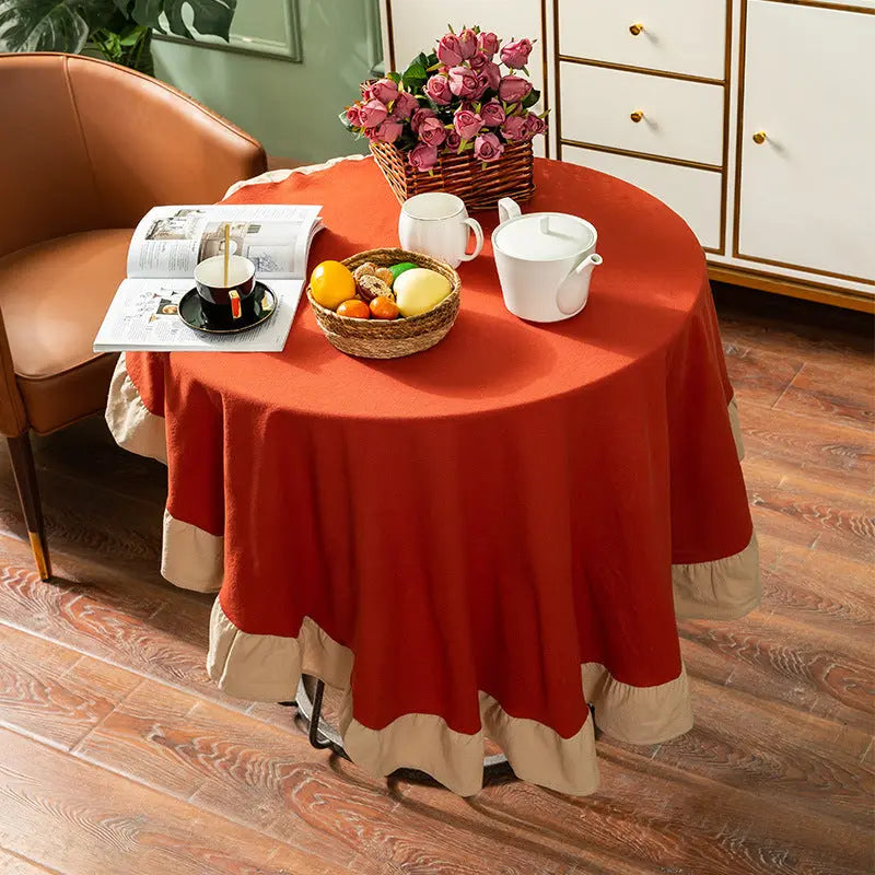Housse Mange Debout Coton Nordique RONDAL Orange Beige Ruffle-140x140
