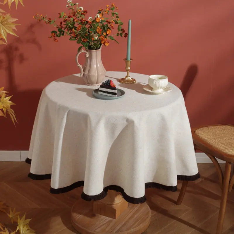 Housse Mange Debout Lin Tissé ÉLENDRA Bamboo Hemp Coffee Secret Su-150cm Round