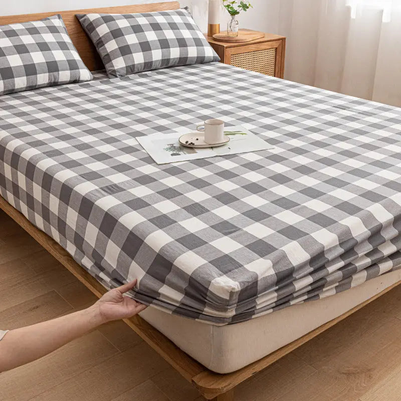 Housse Matelas Coton Antidérapant **DURELIA** Grey in the grid-150X200cm twopiece suit