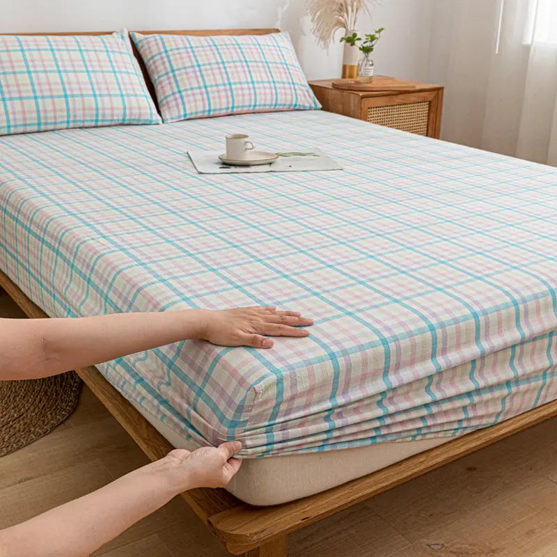 Housse Matelas Coton Antidérapant **DURELIA** Ice cream blue-180x200cm