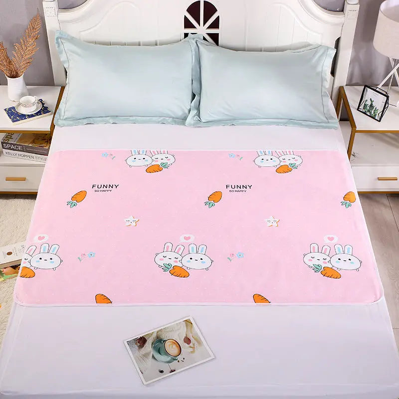 Housse Matelas Coton Écologique KIDOVO Pink white rabbit-150X200