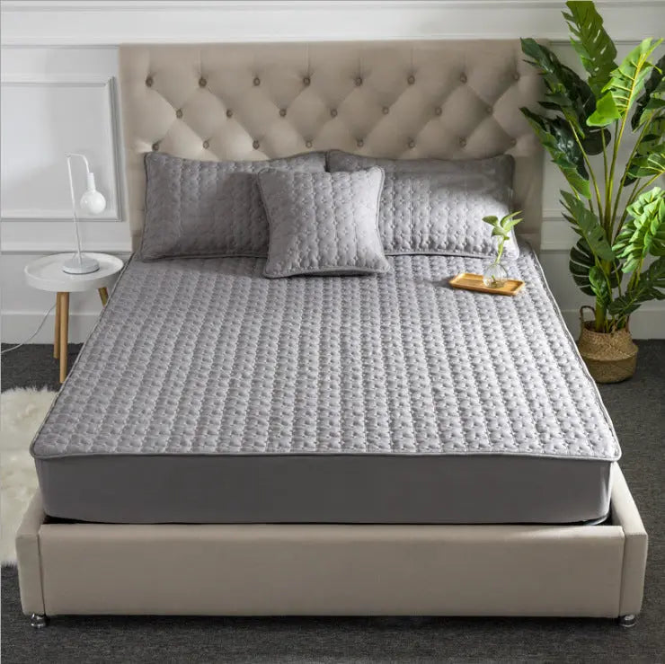 Housse Matelas Coton Moderne QUILOVA Gray-160x200cm QTY5