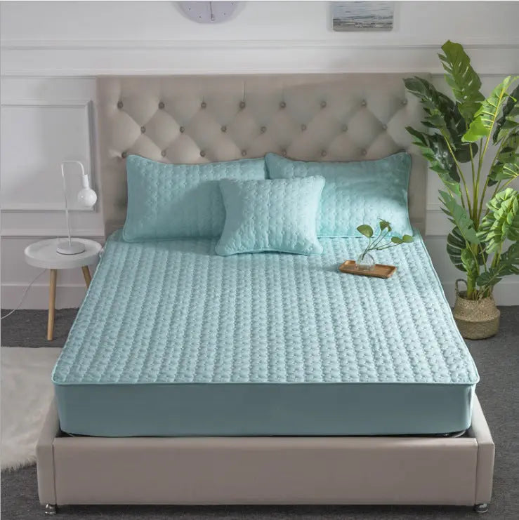 Housse Matelas Coton Moderne QUILOVA cyan-160x190cm QTY5