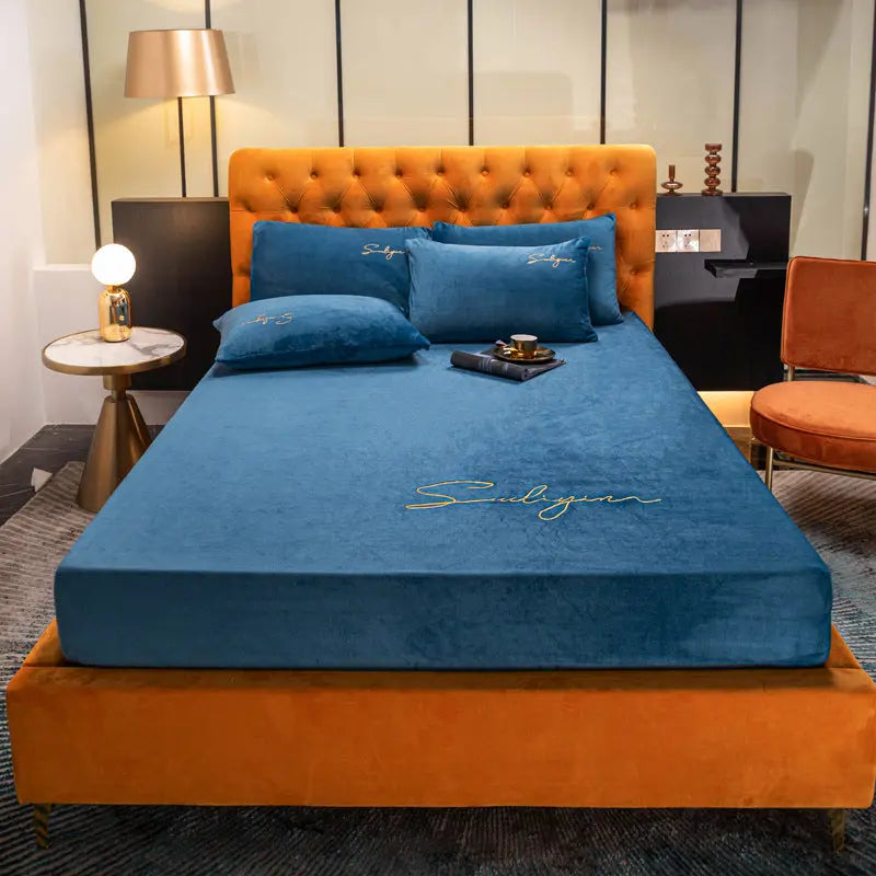 Housse Matelas Velours Moderne VELAVIA Light Blue-150x200