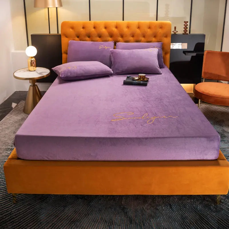 Housse Matelas Velours Moderne VELAVIA Purple-180x200cm