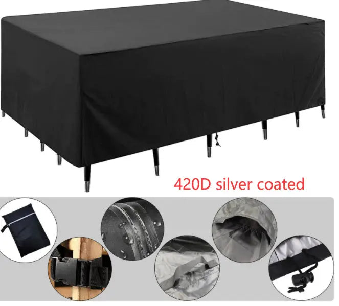 Housse Pour Table Jardin Imperméable OXELIA 420D Silver Coated Waterproof-123x123x74cm