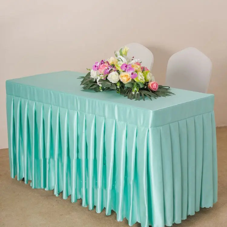 Housse Pour Table Moderne Satinée SERENA Tie blue satin-120x45x75cm