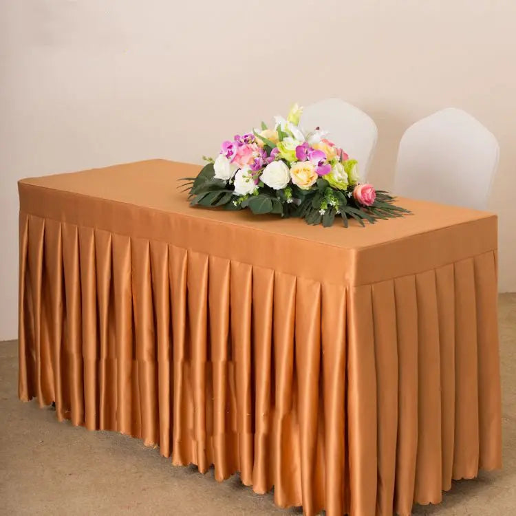 Housse Pour Table Moderne Satinée SERENA Light brown satin-180x60x75cm