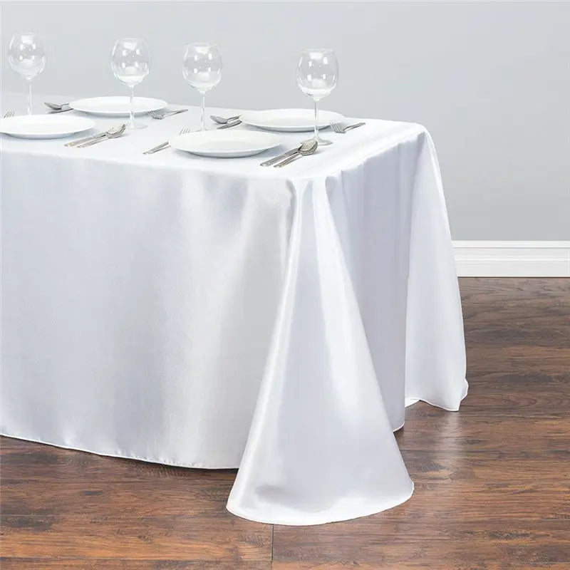 Housse Pour Table Satinée Événementielle SATINA White-145x145cm