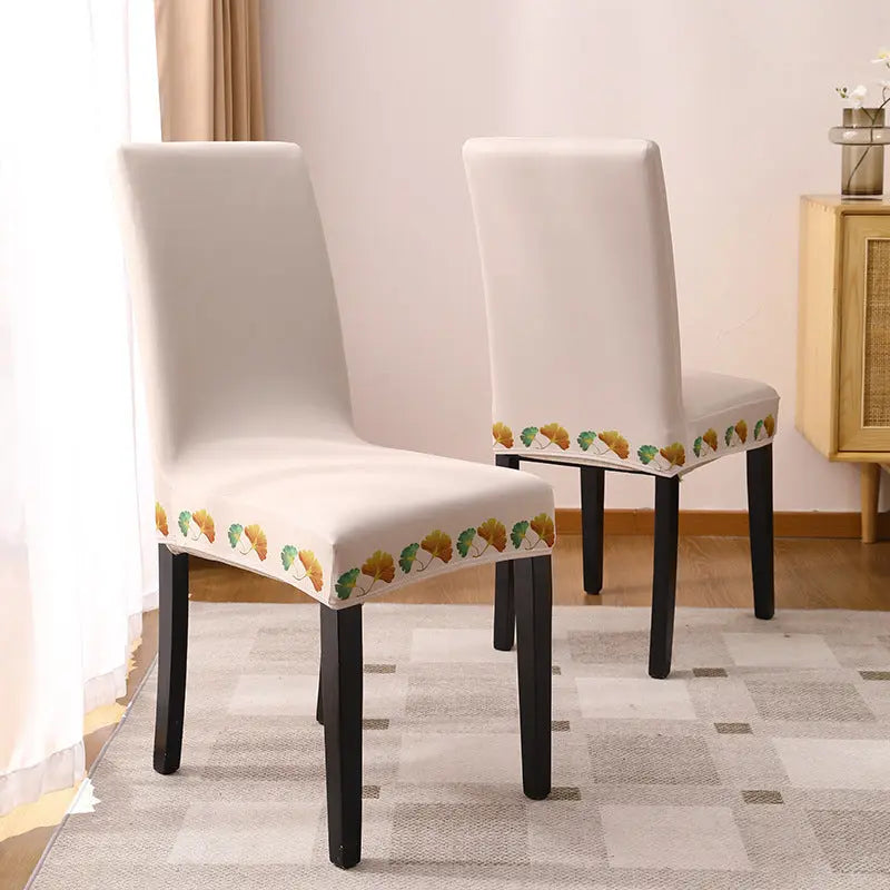 Housse Protection Chaise Brodée ZENITH Beige Gold Leaf Chair Cover-1 Pack
