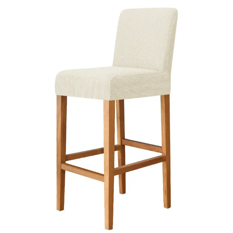 Housse Protection Chaise Élastique FLANELLE 1 Beige-Bar Chair Cover Short Back