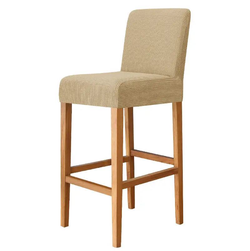 Housse Protection Chaise Élastique FLANELLE 2 Khaki-Bar Chair Cover Short Back